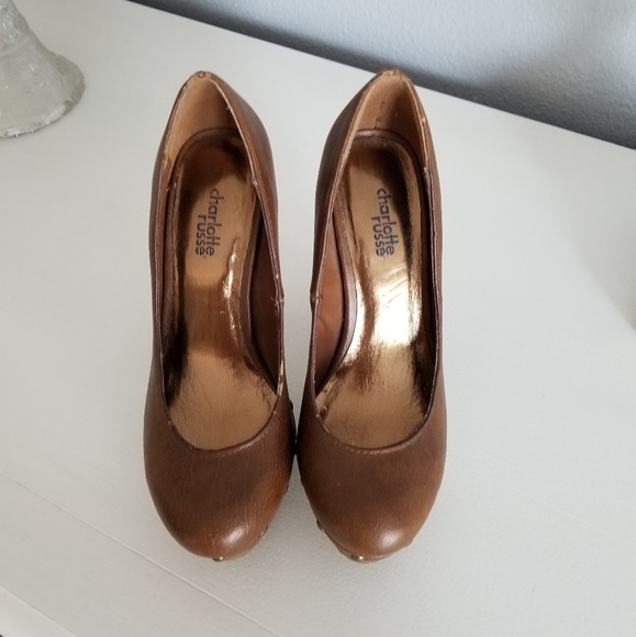 Charlotte Russe Brown Platform Studded Heels - Picture 2 of 8